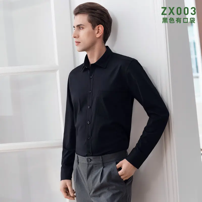 Men Bamboo Fiber Slim Fit Shirt Blue - Image 3