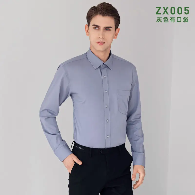 Men Bamboo Fiber Slim Fit Shirt Blue - Image 4