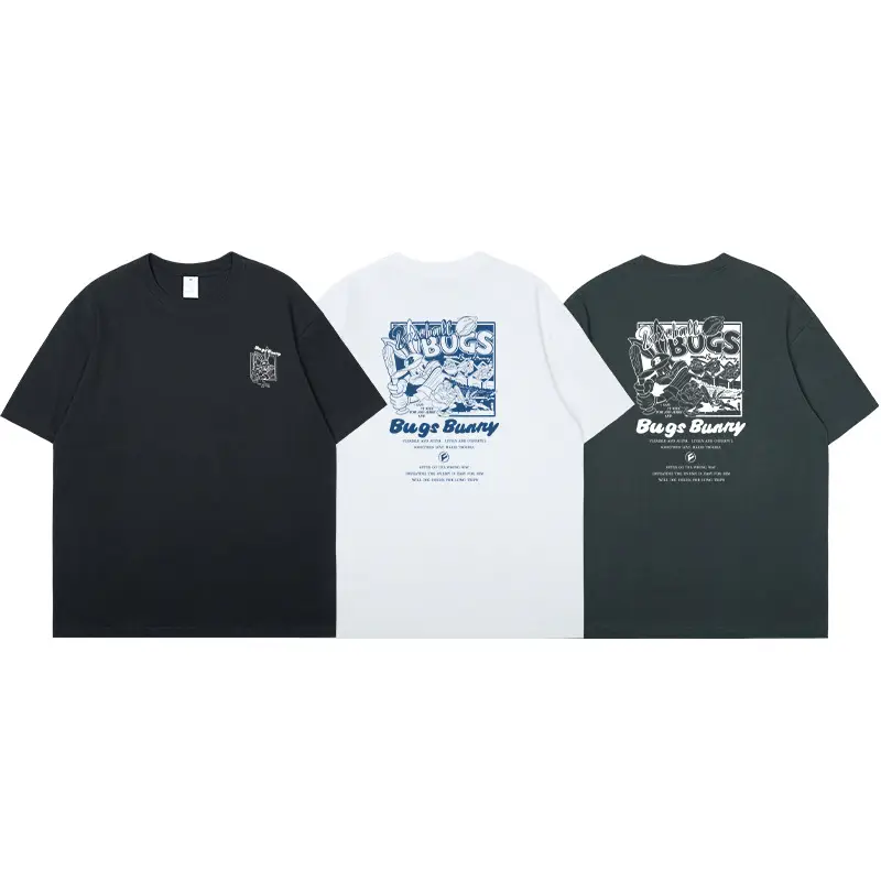 Men Cotton Printed T-shirt White Blue Graphic - Image 10