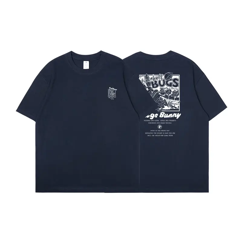 Men Cotton Printed T-shirt White Blue Graphic - Image 2