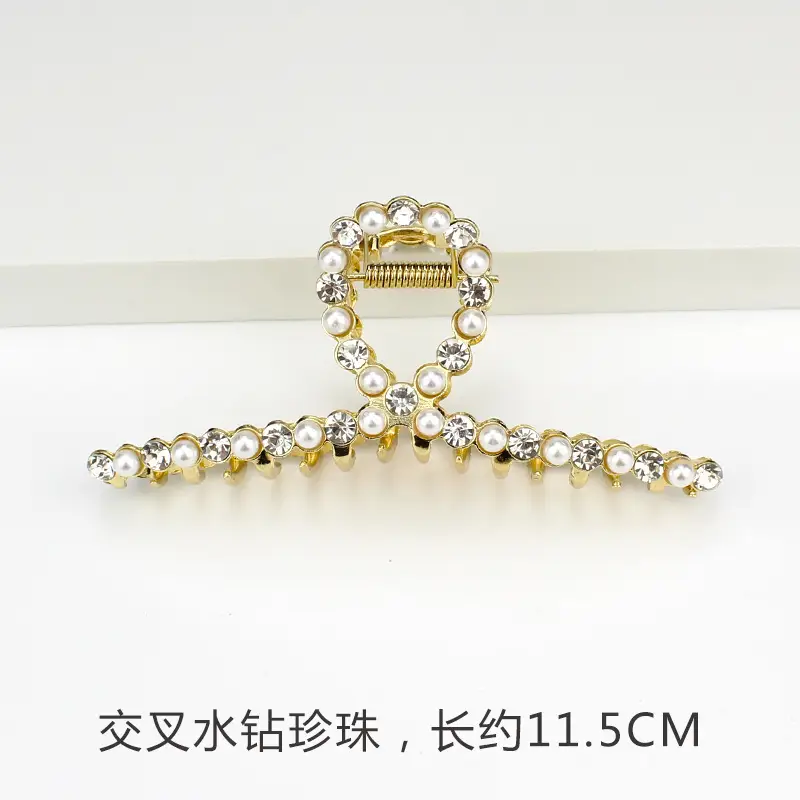 French Metal Pearl Shark Hairpin Clip Back Head Tie Hairpin
