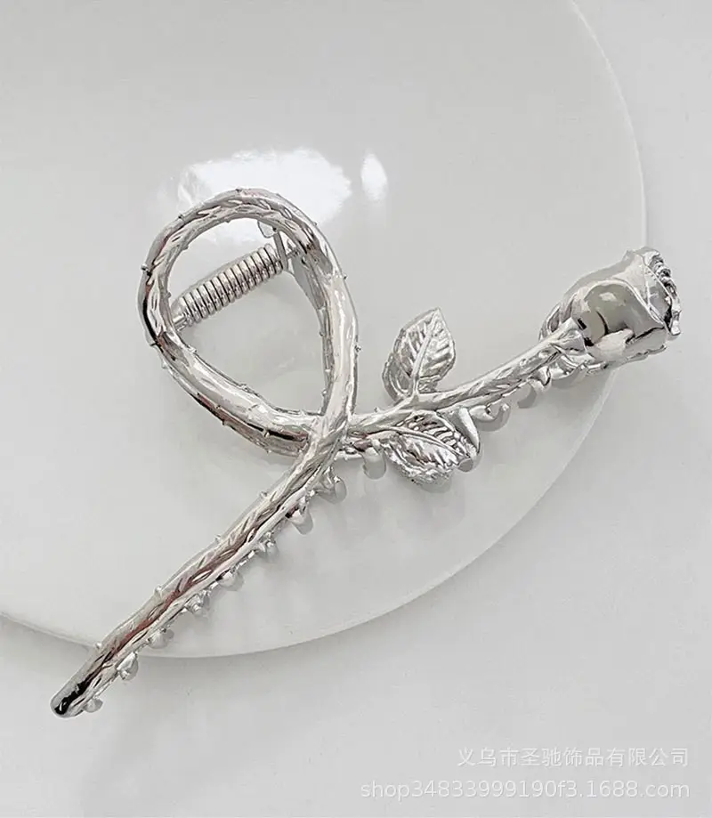 French Metal Pearl Shark Hairpin Clip Back Head Tie Hairpin