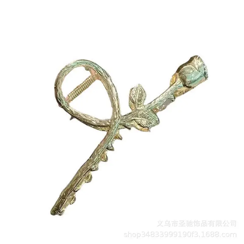 French Metal Pearl Shark Hairpin Clip Back Head Tie Hairpin