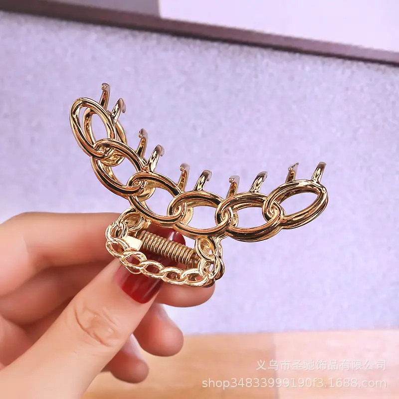 French Metal Pearl Shark Hairpin Clip Back Head Tie Hairpin