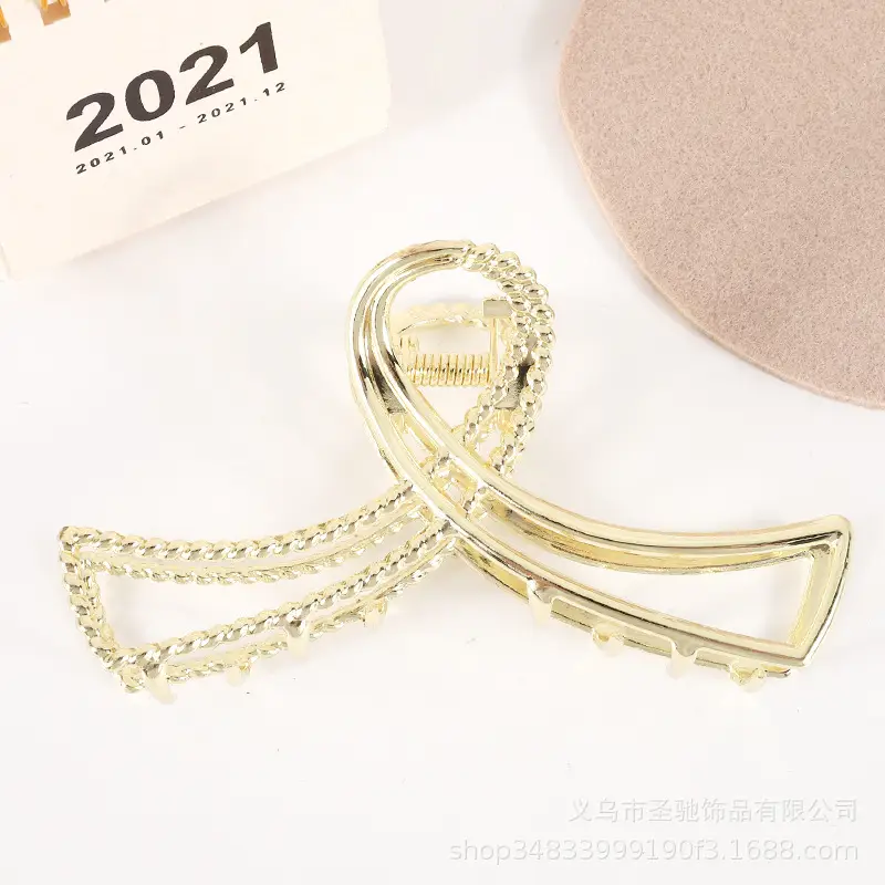 French Metal Pearl Shark Hairpin Clip Back Head Tie Hairpin