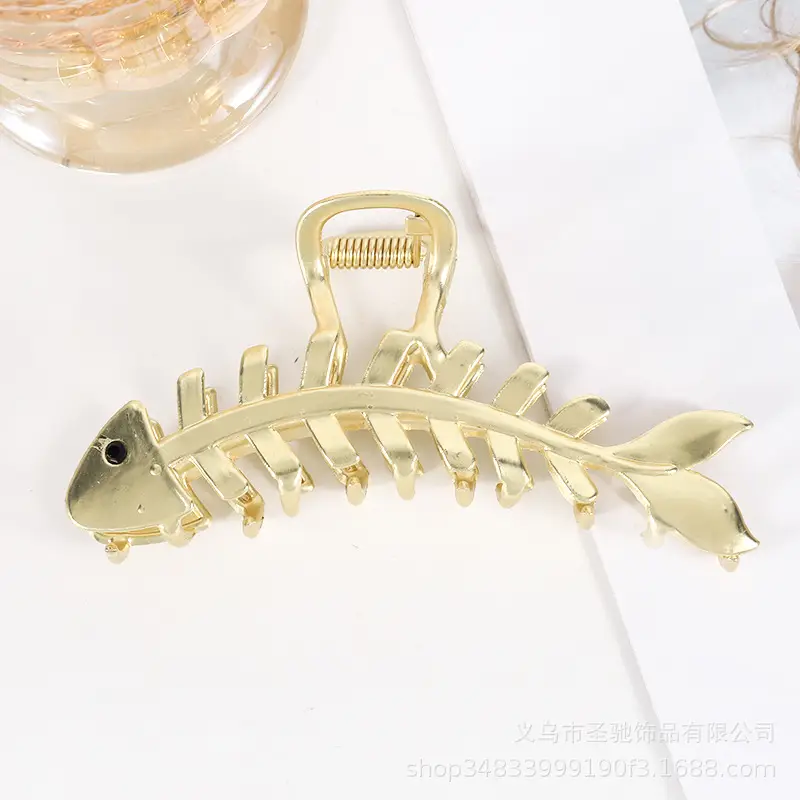 French Metal Pearl Shark Hairpin Clip Back Head Tie Hairpin