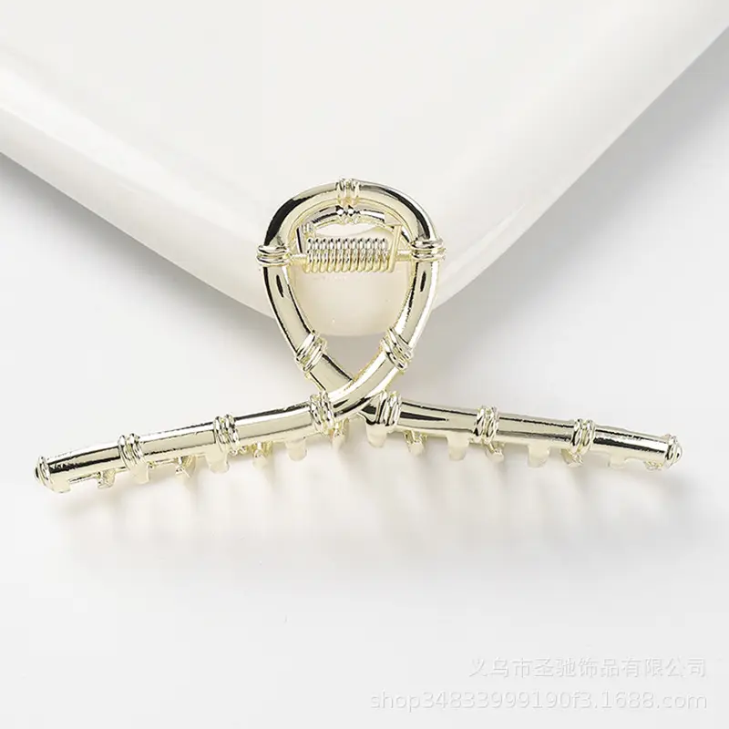 French Metal Pearl Shark Hairpin Clip Back Head Tie Hairpin