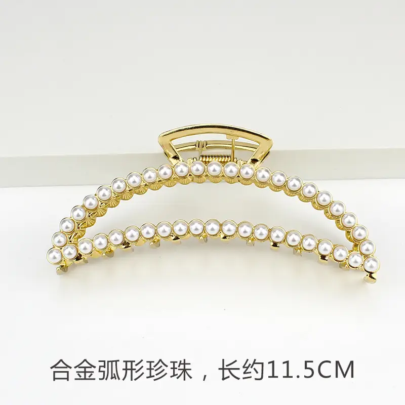 French Metal Pearl Shark Hairpin Clip Back Head Tie Hairpin