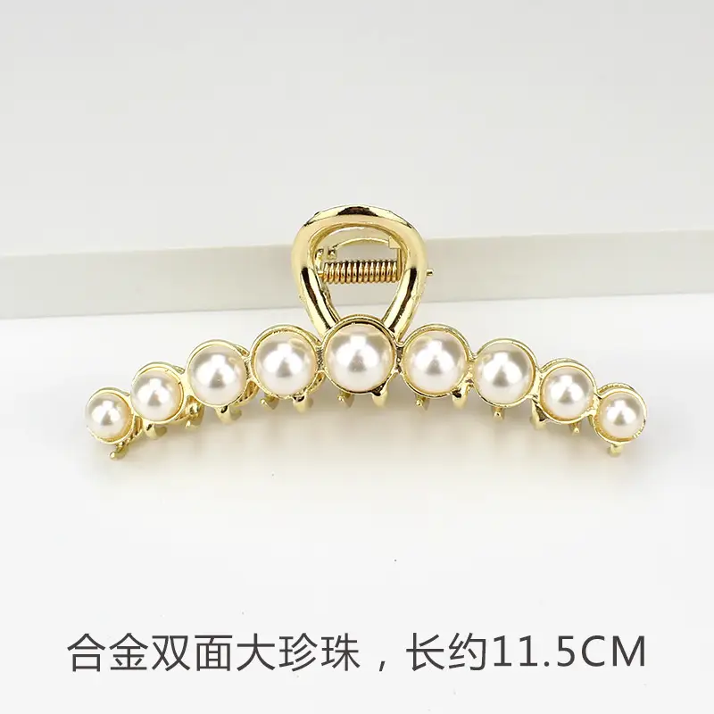 French Metal Pearl Shark Hairpin Clip Back Head Tie Hairpin
