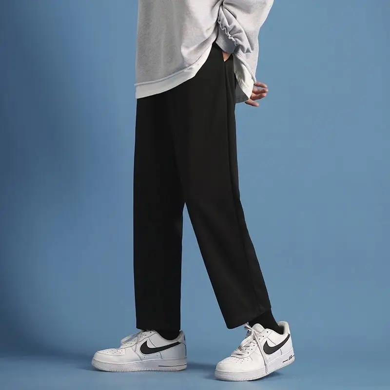 Men Loose Straight Pants Korean Style White Sneakers - Image 12