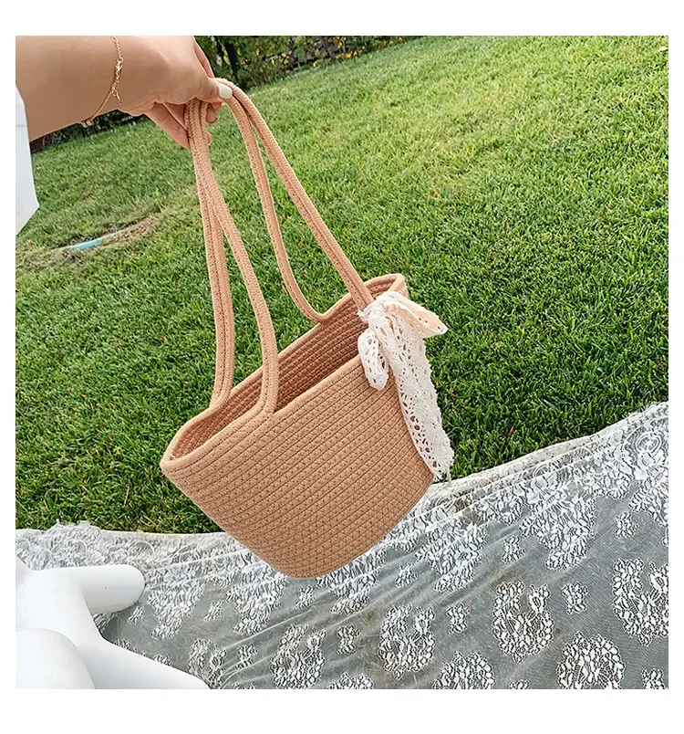 Women's Straw Bow Tote Bag Brown Large Capacity — feature 8