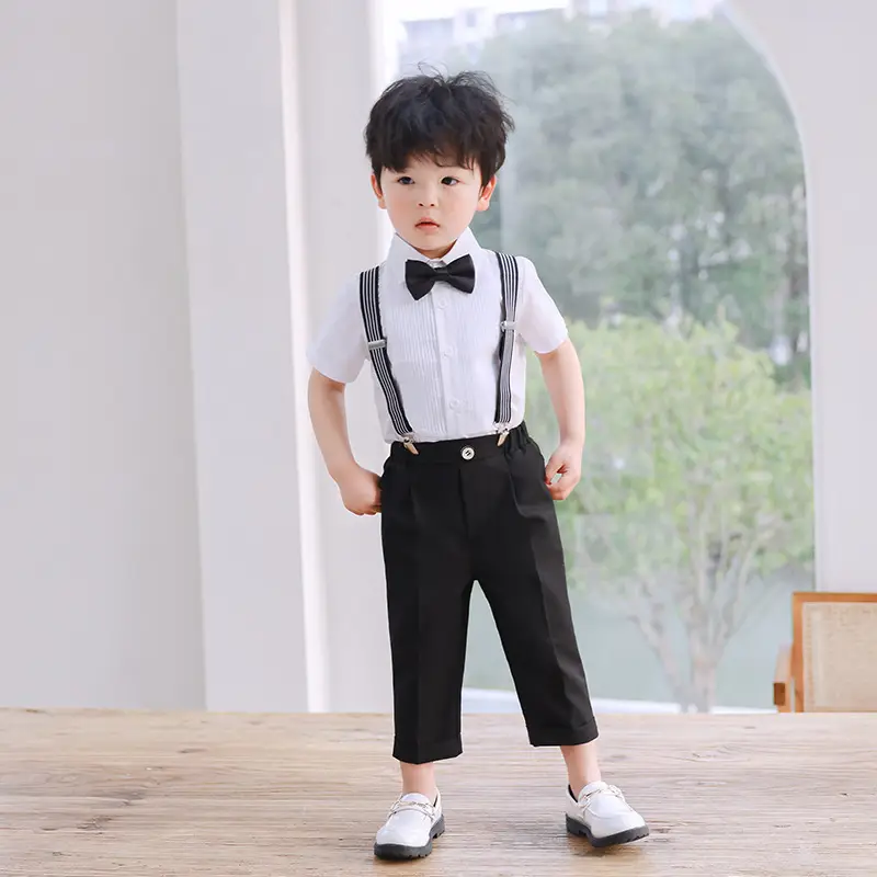 Boys' Navy Blue Suspenders Suit Summer British Kindergarten - Image 12