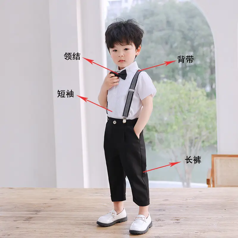 Boys' Navy Blue Suspenders Suit Summer British Kindergarten - Image 3