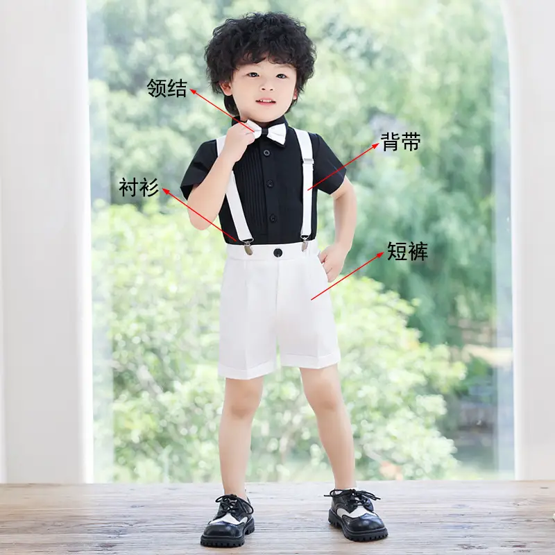 Boys' Navy Blue Suspenders Suit Summer British Kindergarten - Image 7