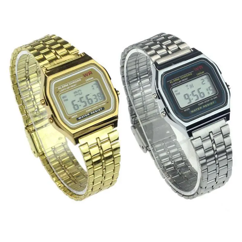 Golden Digital Watch with Water Resistant Steel Band - Image 10