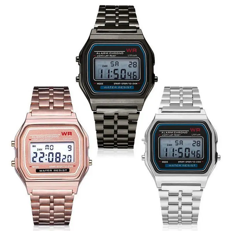 Golden Digital Watch with Water Resistant Steel Band - Image 11