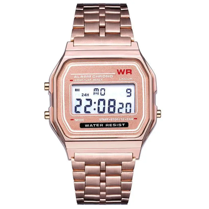 Golden Digital Watch with Water Resistant Steel Band - Image 12