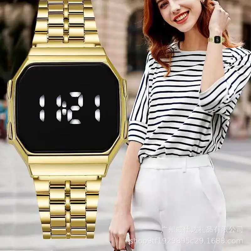 Golden Digital Watch with Water Resistant Steel Band — feature 3
