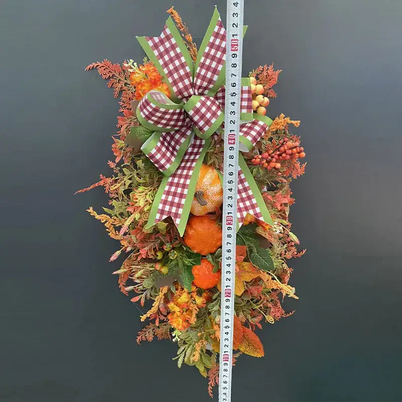 Cross-Border New Christmas Wreath Autumn Garland Pumpkin Bow - Image 4