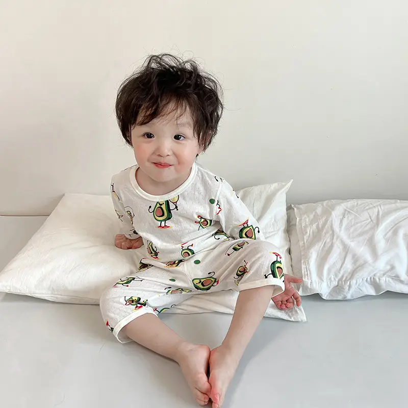 Baby Cotton Fruit Print Pajamas Summer Boys Girls - Image 2
