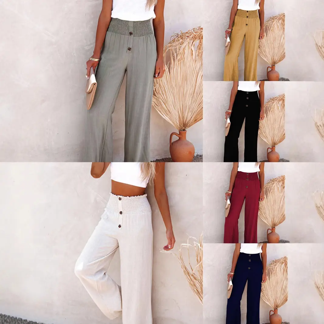 2022 Women's White Wide Leg Cotton Pants - Image 7