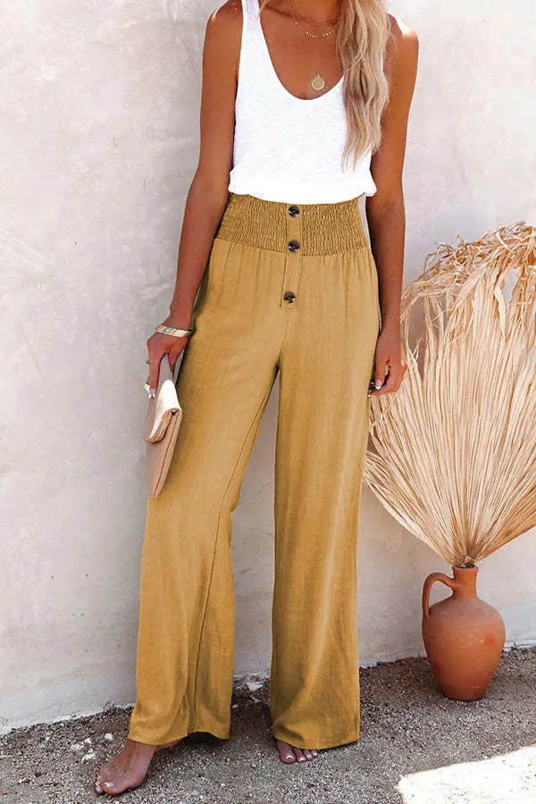 2022 Women's White Wide Leg Cotton Pants - Image 2