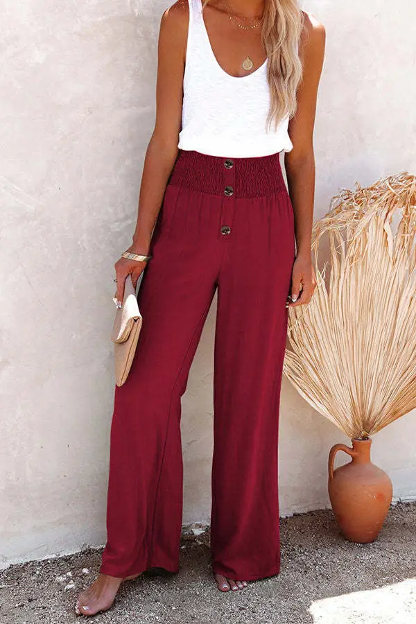 2022 Women's White Wide Leg Cotton Pants - Image 4