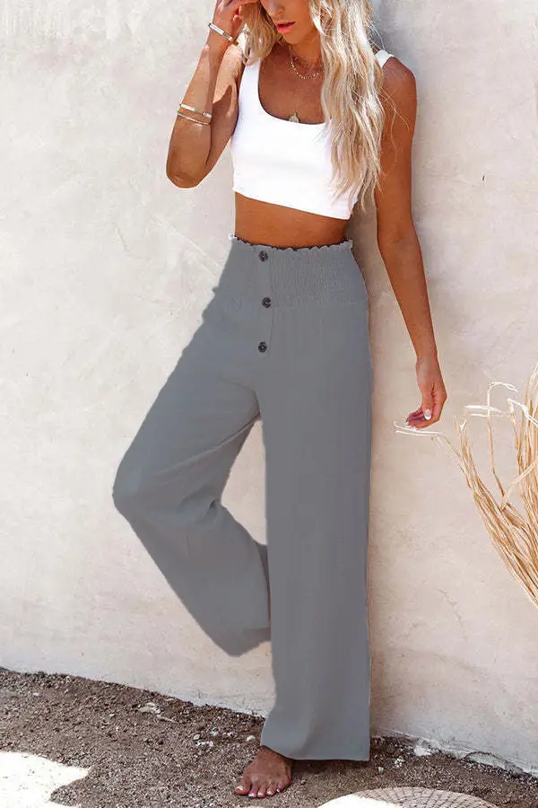 2022 Women's White Wide Leg Cotton Pants - Image 6