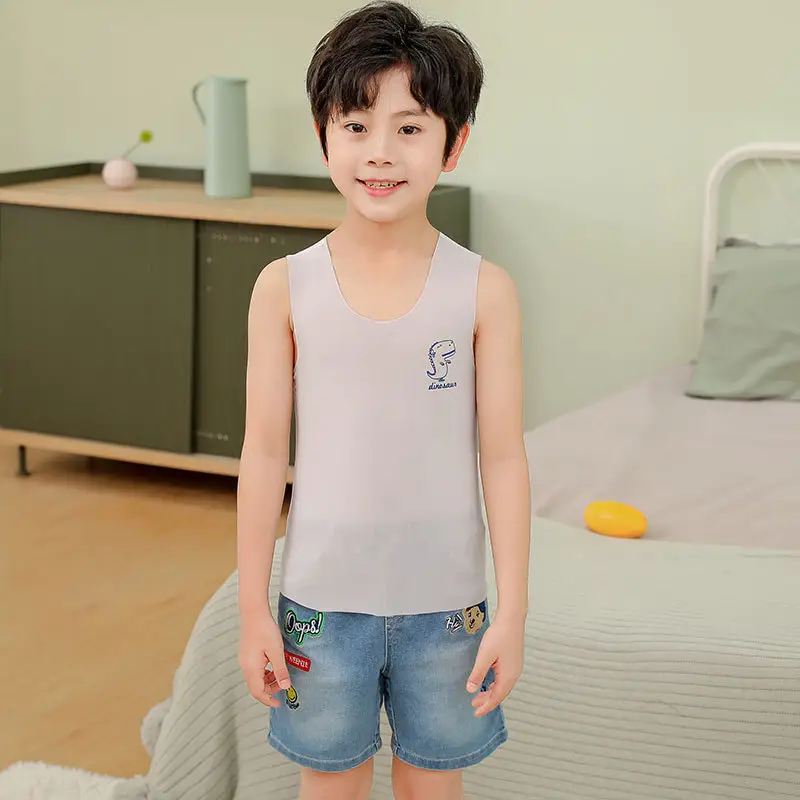 Children's Cream Sleeveless Vest with Cartoon Print - Image 9