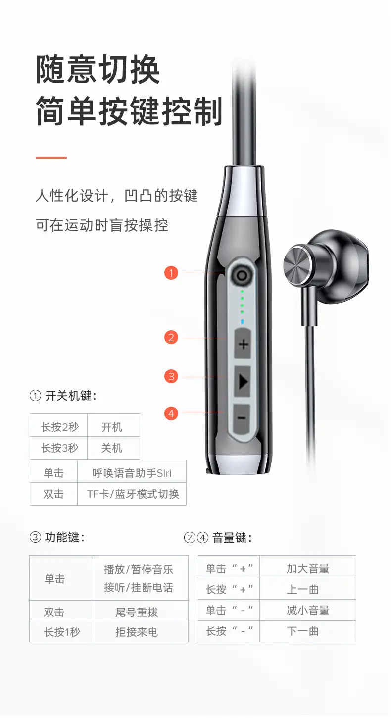 Sports Bluetooth Headset with High Battery & Neck Mount — feature 16