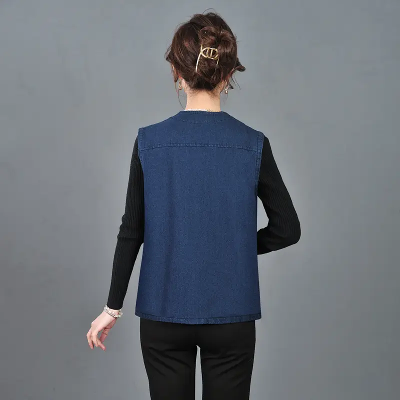 Denim Embroidered Vest for Women Spring 2023