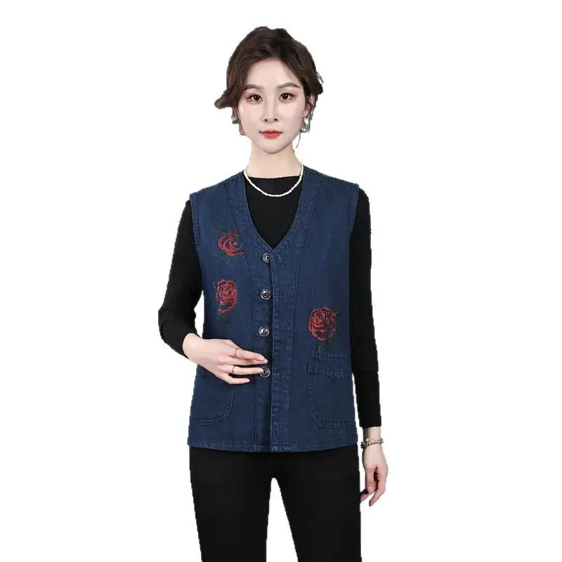 Denim Embroidered Vest for Women Spring 2023