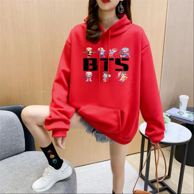 Women Korean Style Long Sleeve Sweatshirt Blue 2022 - Image 16