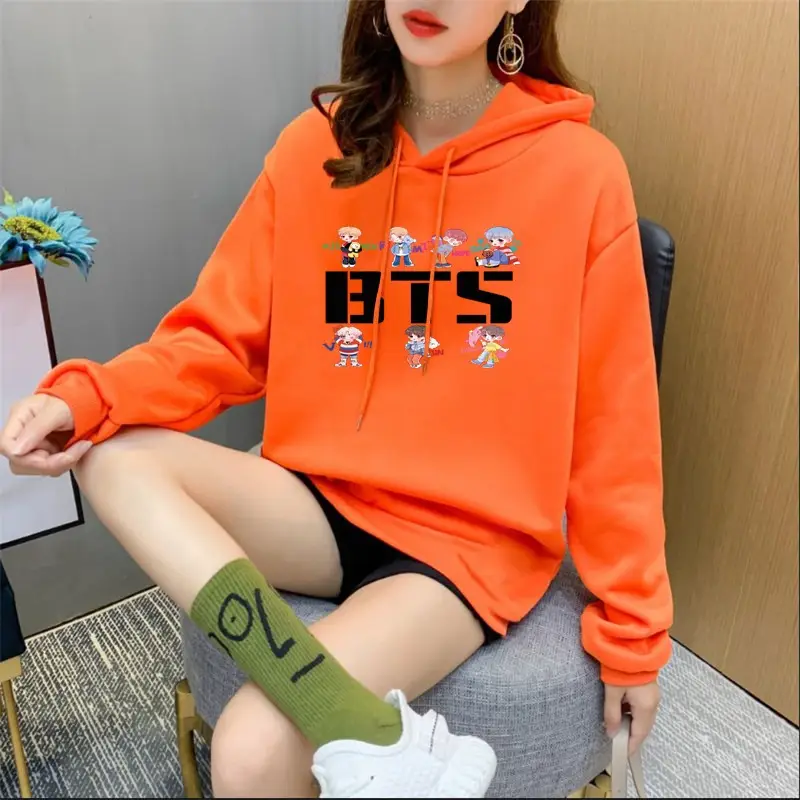 Women Korean Style Long Sleeve Sweatshirt Blue 2022 - Image 17