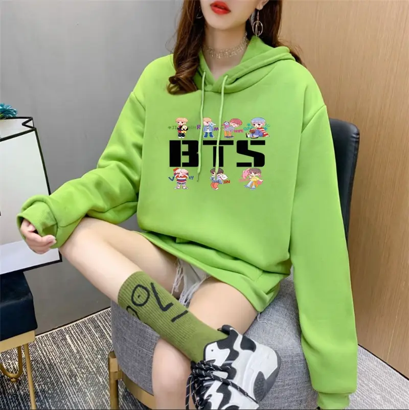 Women Korean Style Long Sleeve Sweatshirt Blue 2022 - Image 18
