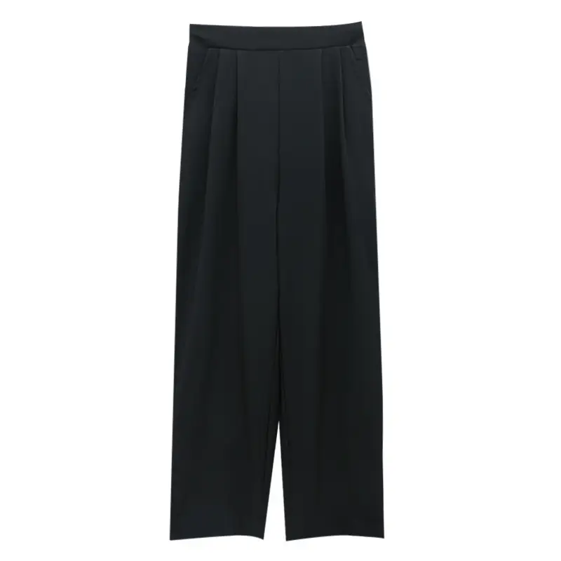 Women Loose Draping Pants Purple High Waist Straight Leg - Image 9