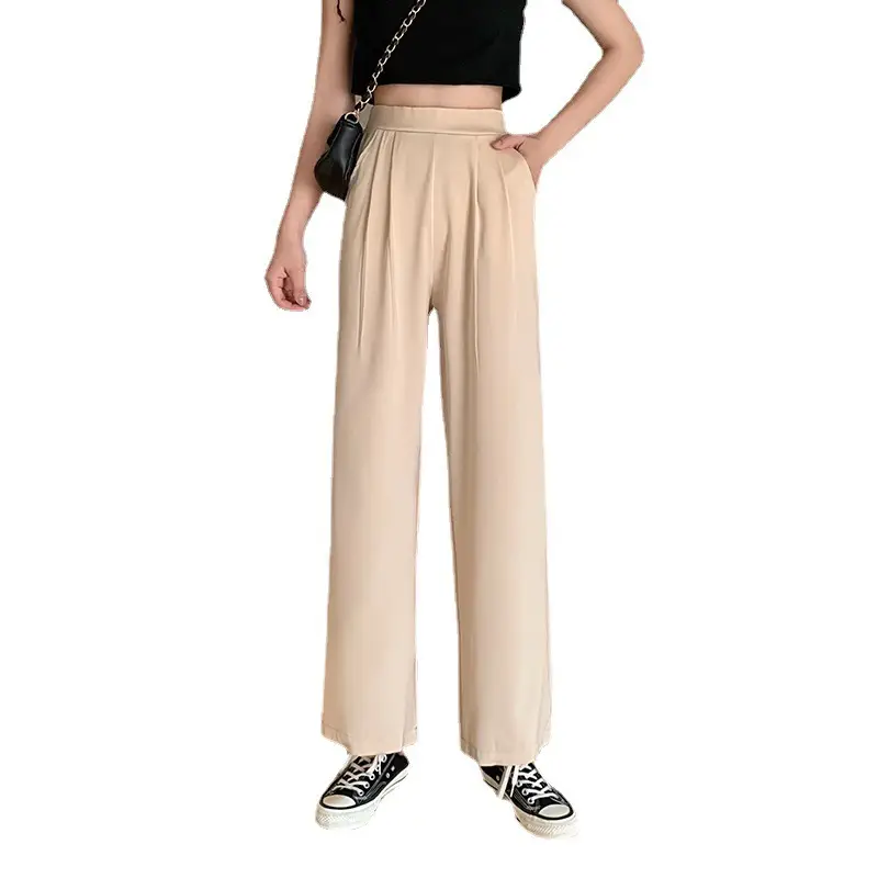 Women Loose Draping Pants Purple High Waist Straight Leg - Image 10
