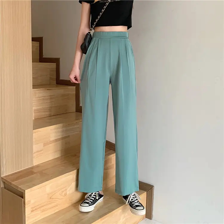 Women Loose Draping Pants Purple High Waist Straight Leg — feature 14