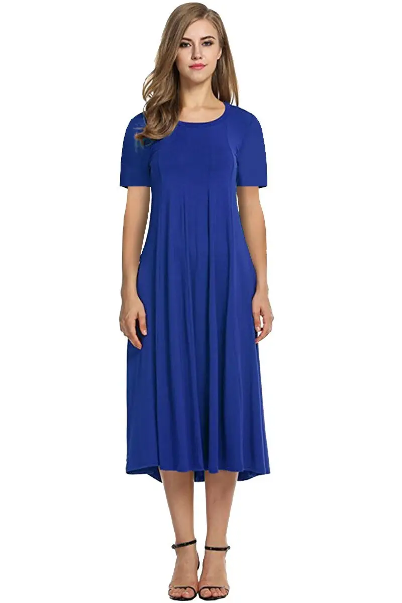 2025 Summer Women's Brown Round Neck Dress Large Hem — feature 22