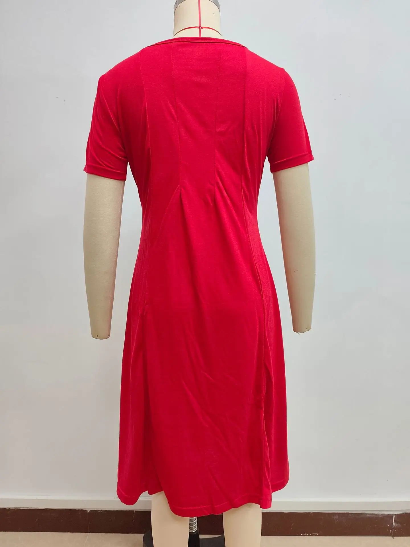 2025 Summer Women's Brown Round Neck Dress Large Hem — feature 6