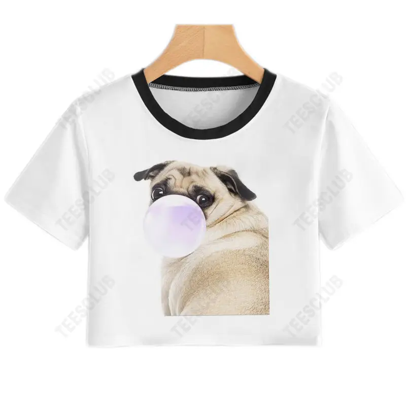 Women Bubble Blowing Koala Crop Top T-Shirt - Image 3