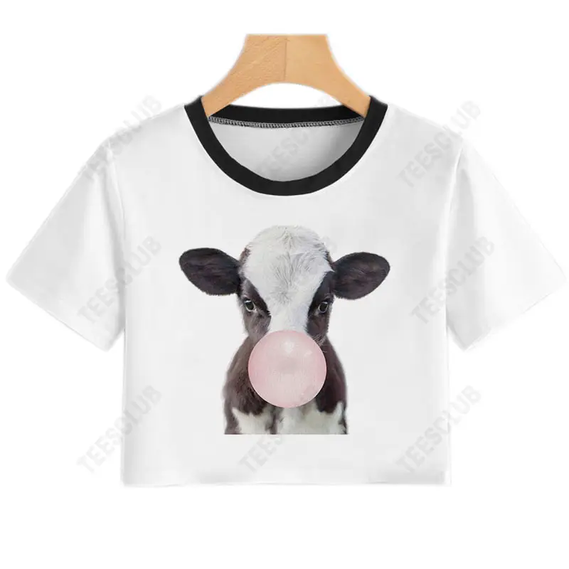 Women Bubble Blowing Koala Crop Top T-Shirt - Image 5