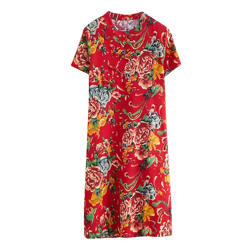 2024 Summer Printed Cotton Linen Dress for Women - Image 7