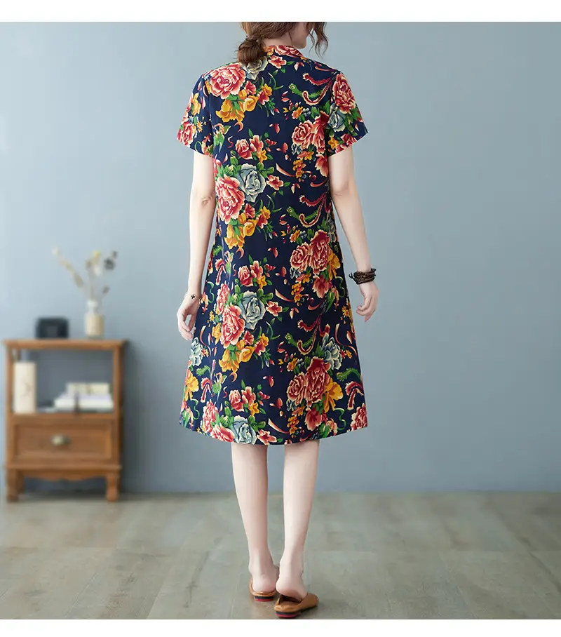 2024 Summer Printed Cotton Linen Dress for Women — feature 12