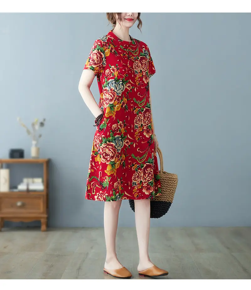 2024 Summer Printed Cotton Linen Dress for Women — feature 17