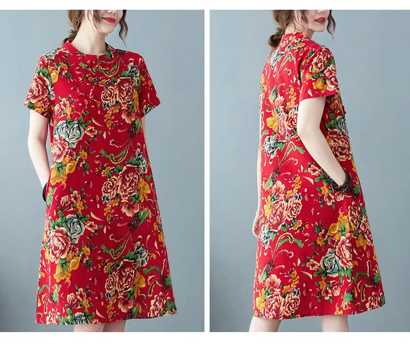 2024 Summer Printed Cotton Linen Dress for Women — feature 19