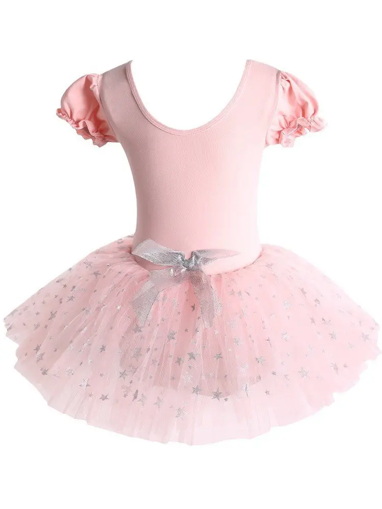 Girls' Mesh Dancing Dress Short Sleeve Ballet Style - Image 5