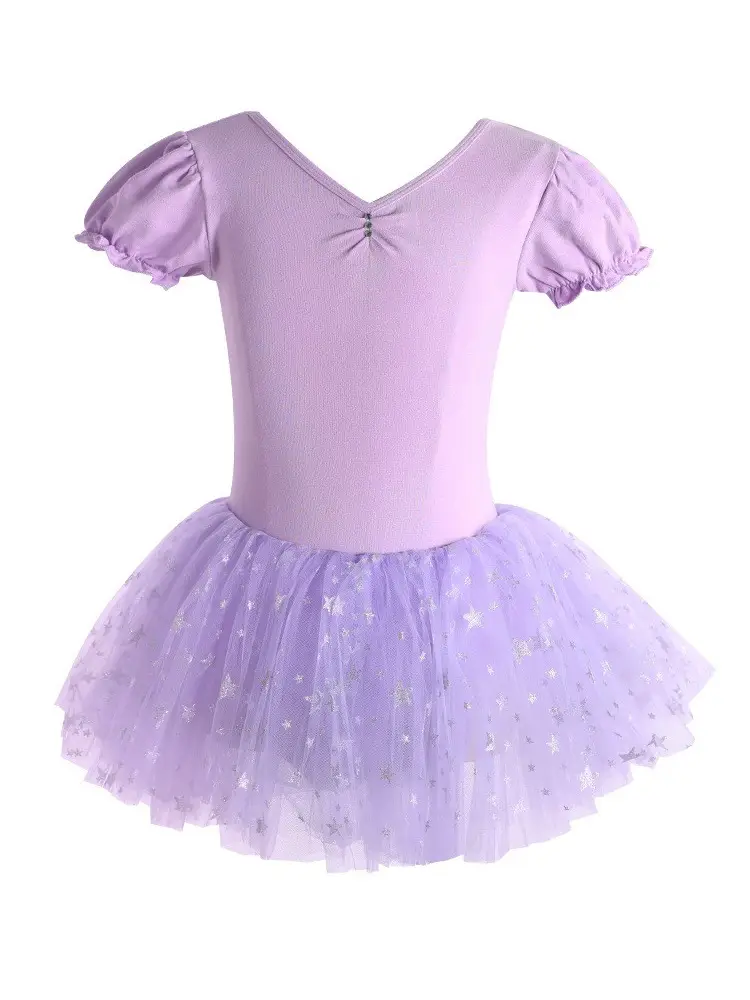 Girls' Mesh Dancing Dress Short Sleeve Ballet Style - Image 6