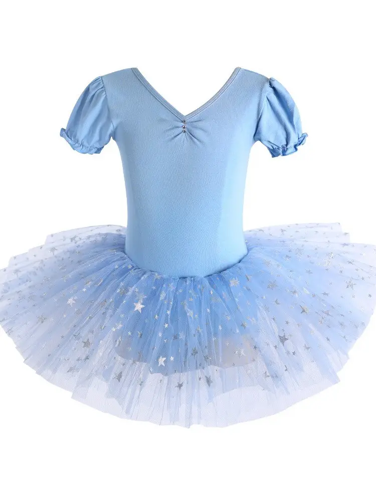 Girls' Mesh Dancing Dress Short Sleeve Ballet Style - Image 7