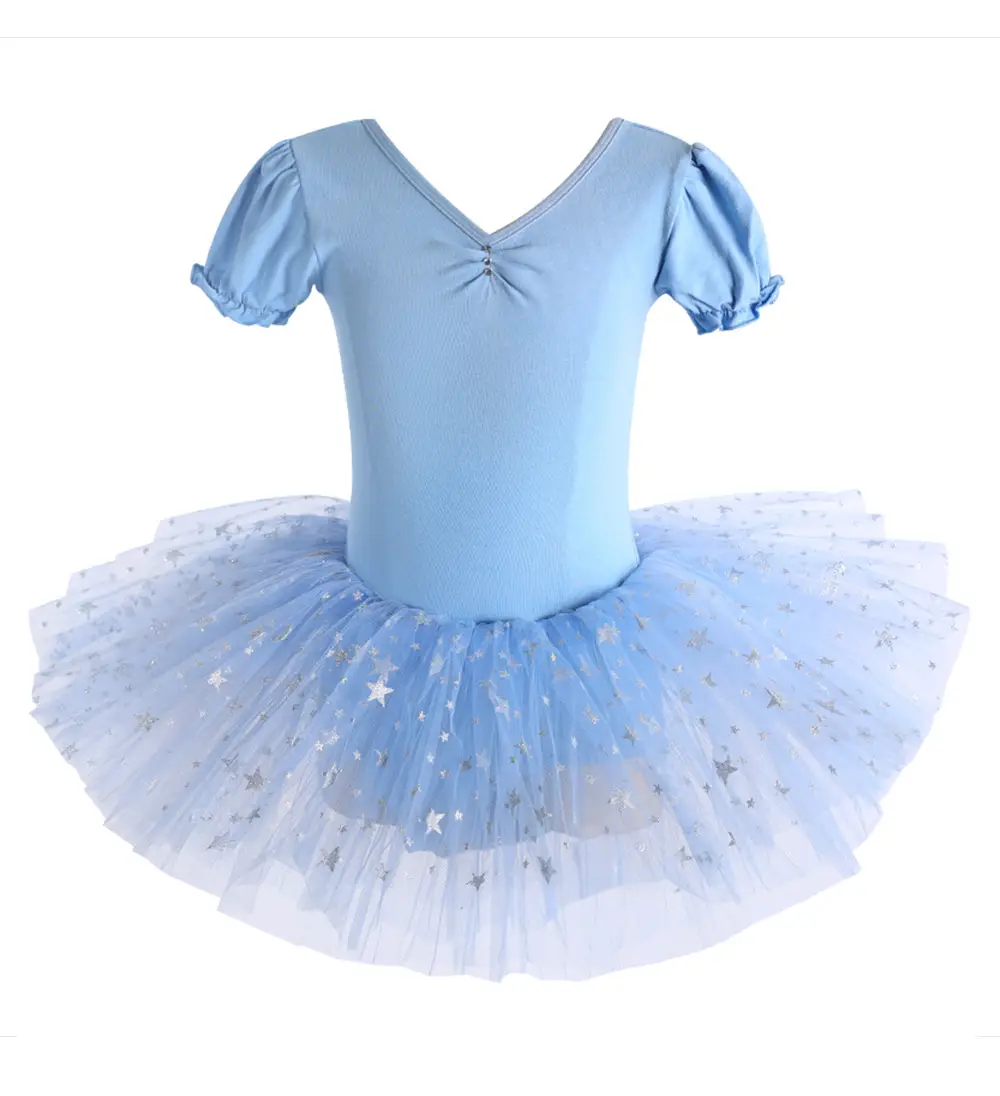 Girls' Mesh Dancing Dress Short Sleeve Ballet Style — feature 10
